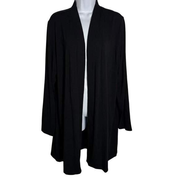 J. Jill Black Wearever black Longline Open Front Cardigan sweater XLT XL tall - Picture 8 of 8